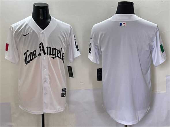 Men's Los Angeles Dodgers Blank White Mexico 2025 LA Gothic Style With Fernando Patch Vapor Premier Limited Stitched Jersey,We sell and wholesale Men's Los Angeles Dodgers Blank White Mexico 2025 LA Gothic Style With Fernando Patch Vapor Premier Limited Stitched Jersey on line form chian!